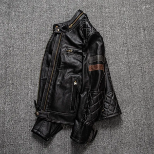 Men's Tracksuits First Layer Of Cowhide Cowhide Men Stand Collar Trend Motorcycle Riding Jacket