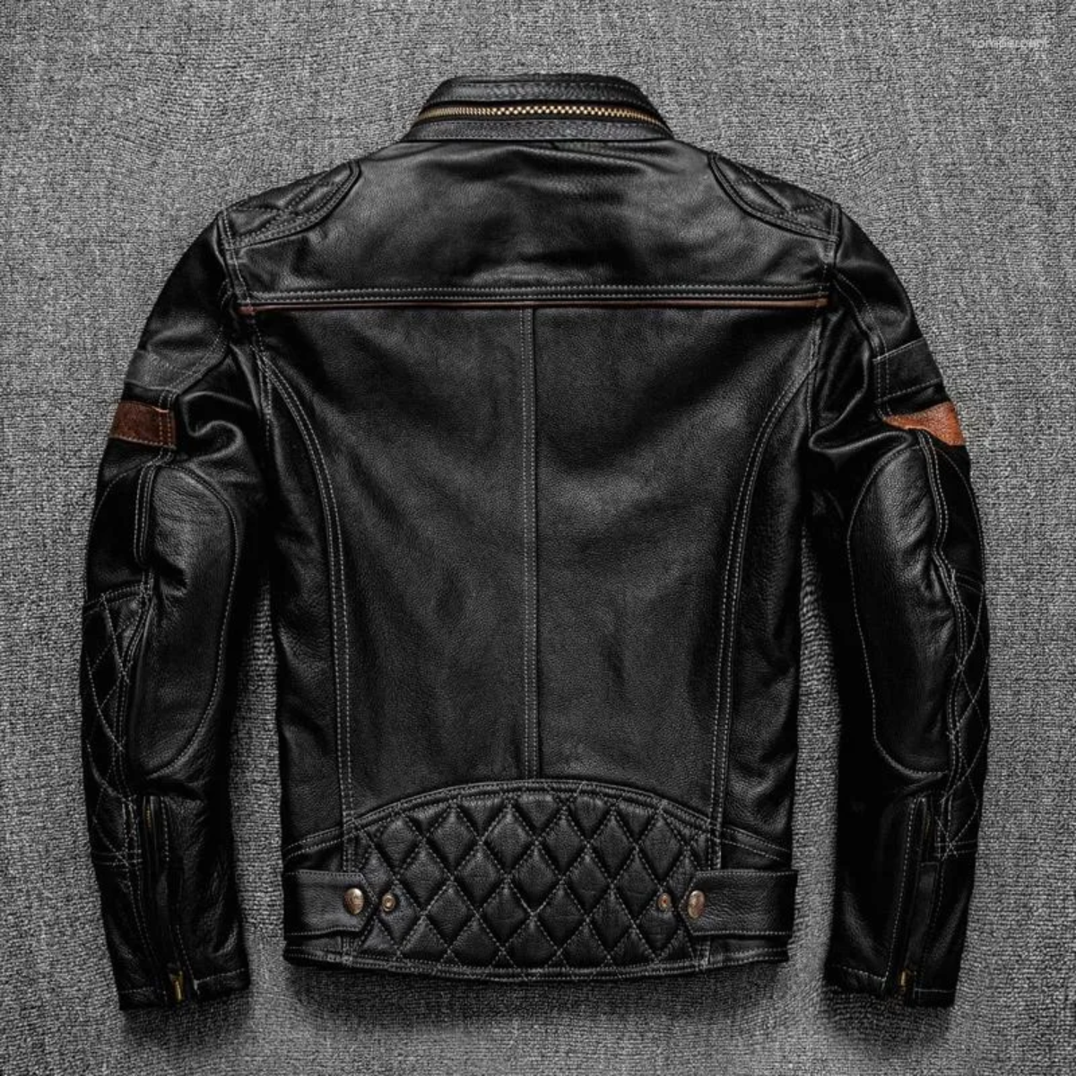 Men's Tracksuits First Layer Of Cowhide Cowhide Men Stand Collar Trend Motorcycle Riding Jacket - Image 3