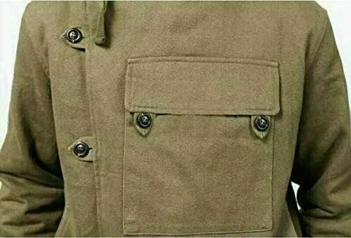 Men Vintage Swedish Army Military Tank Motorcycle Winter Warm WW2 Cotton Jacket - Image 2