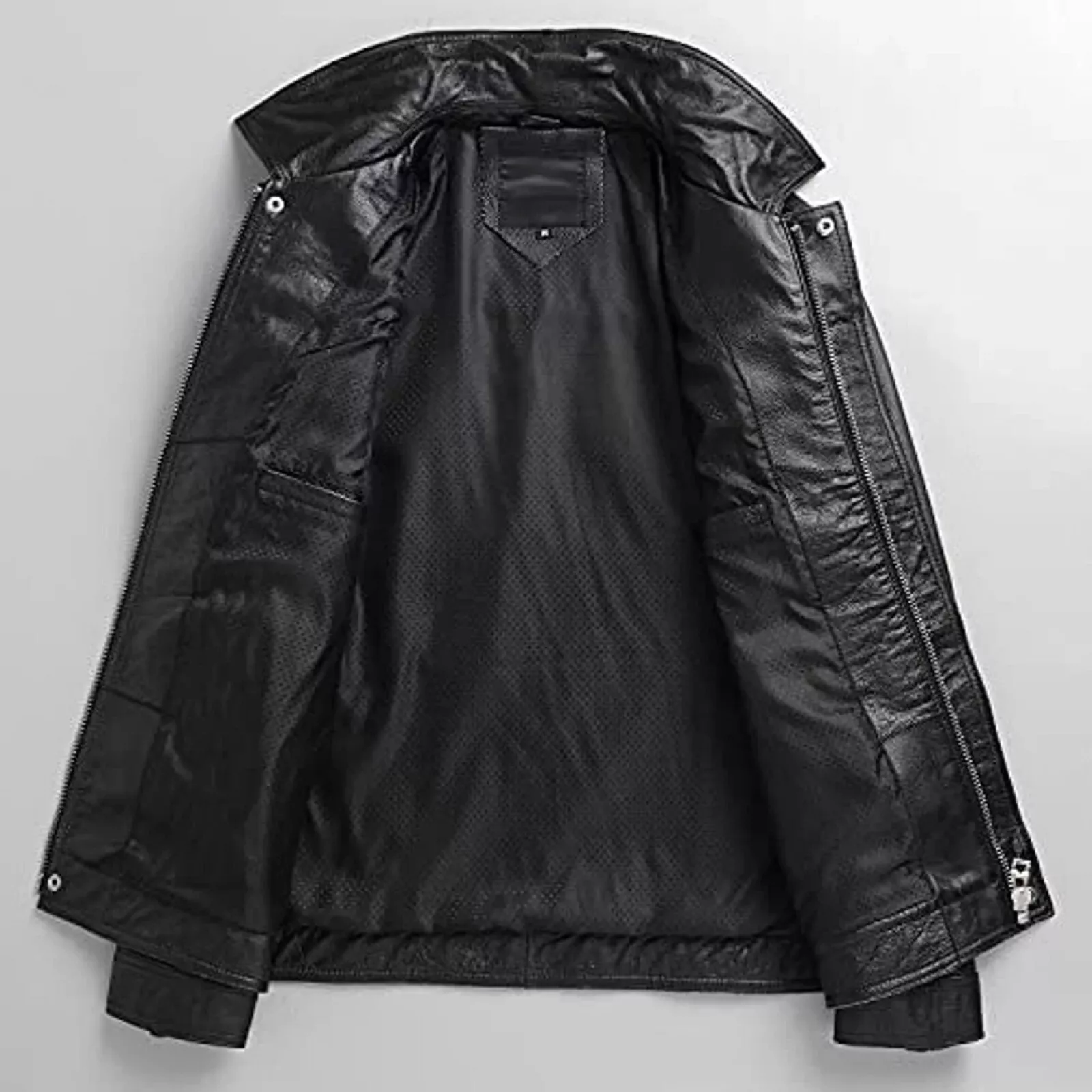 Men's Biker Flap Pocket Vintage Style Motorcycle Black Cow Hide Cowhide Jacket - Image 5
