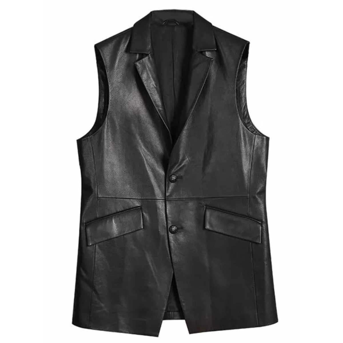 Men's Black Delegant Vest Real Cowhide Coat Black and Tan