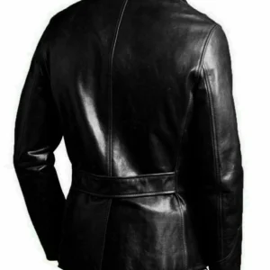 Shirt Collar Five Buttons Mens Cowhide Jacket