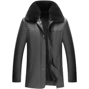 Winter Fur Collar Cowhide Jacket Men's Button Cowhide Men Loose Plus fleece Thick Men's Cowhide Jacket Coats