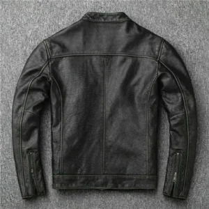 Men's Cafe Racer Vintage Black Biker Motorcycle Bomber Top Grain Cowhide Jacket