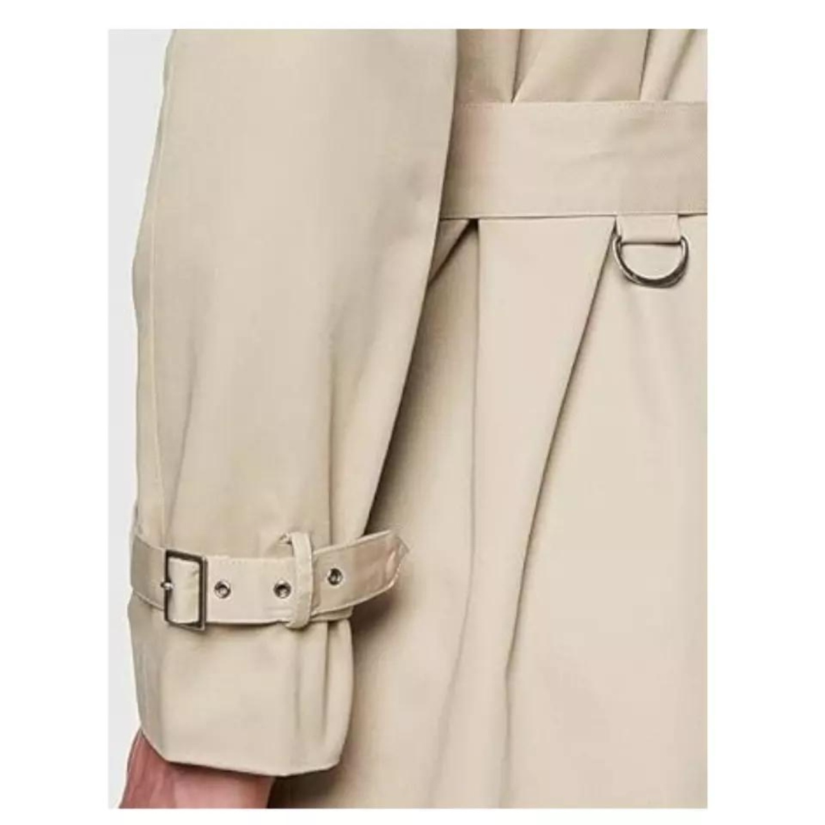 Men's Double Breasted Long Trench Coat Cotton Military Rain Mac - Image 3