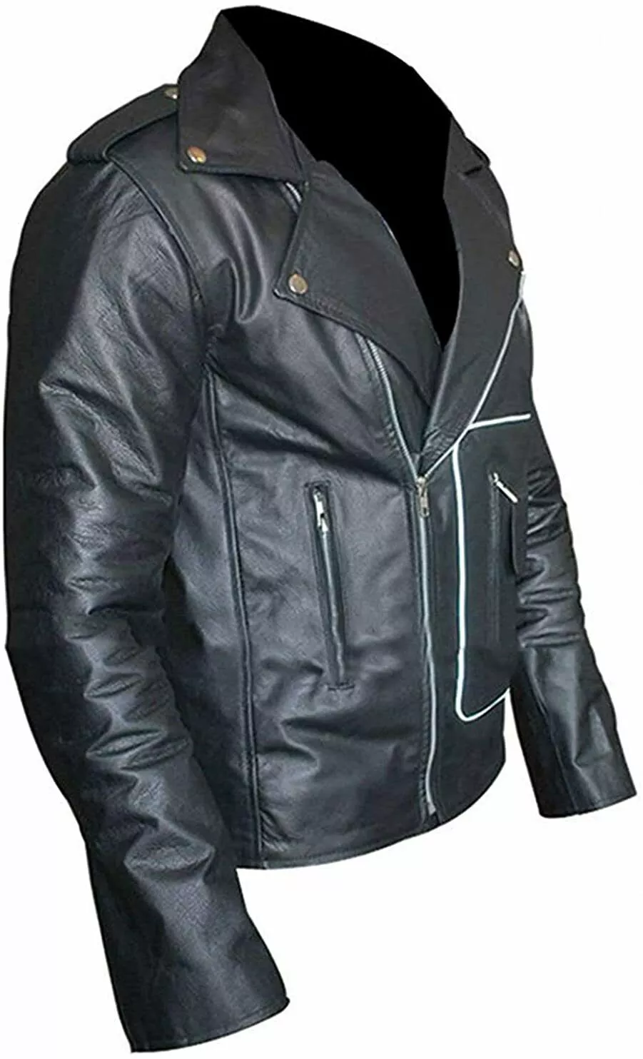 Men’s Grease T Birds Black Motorcycle Cowhide Jacket - Image 2