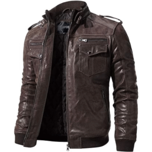 Men's Slim Fit Brown Biker Handmade Motorcycle Cafe Racer Genuine Cowhide Jacket