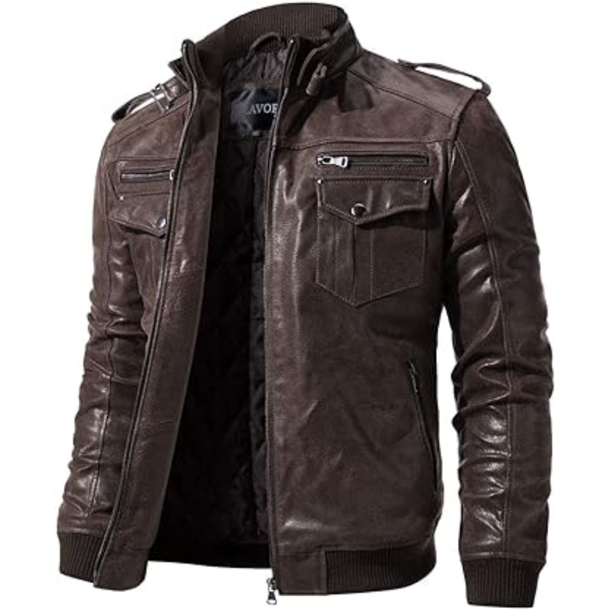 Men's Slim Fit Brown Biker Handmade Motorcycle Cafe Racer Genuine Cowhide Jacket