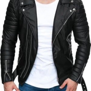 Men's Motorcycle Quilted Black Sheepskin Biker Cowhide Jacket | Men Custom Made Dimond Classic Biker Genuine Cowhide