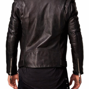 Men's Real real Cowhide Jacket Black Slim fit Biker Motorcycle jacket