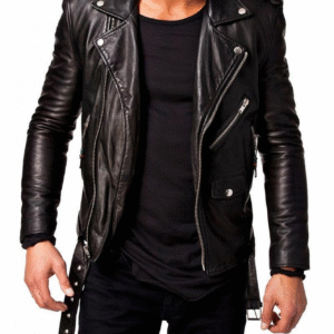Men's Real real Cowhide Jacket Black Slim fit Biker Motorcycle jacket