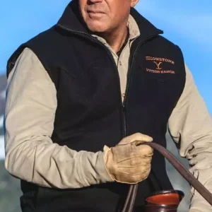 Men's TV Series John Dutton Yellowstone Cowboy Rip Wheeler Kevin Costner Black Cotton Vest Jacket