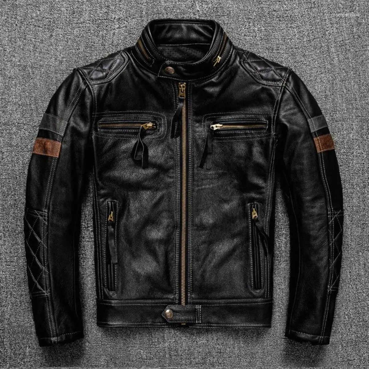 Men's Tracksuits First Layer Of Cowhide Cowhide Men Stand Collar Trend Motorcycle Riding Jacket
