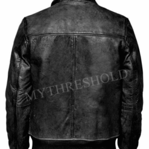 Men's Biker Motorcycle Vintage Distressed BLACK Bomber Winter Cowhide Jacket