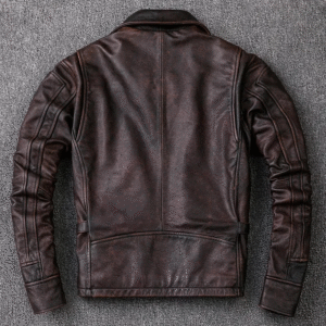 Men's Vintage Biker Style Motorcycle Cafe Racer Real Cowhide Jacket
