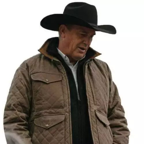 Men's Yellowstone John Dutton Kevin Costner Season 4 Brown Quilted Cotton Jacket - Image 2