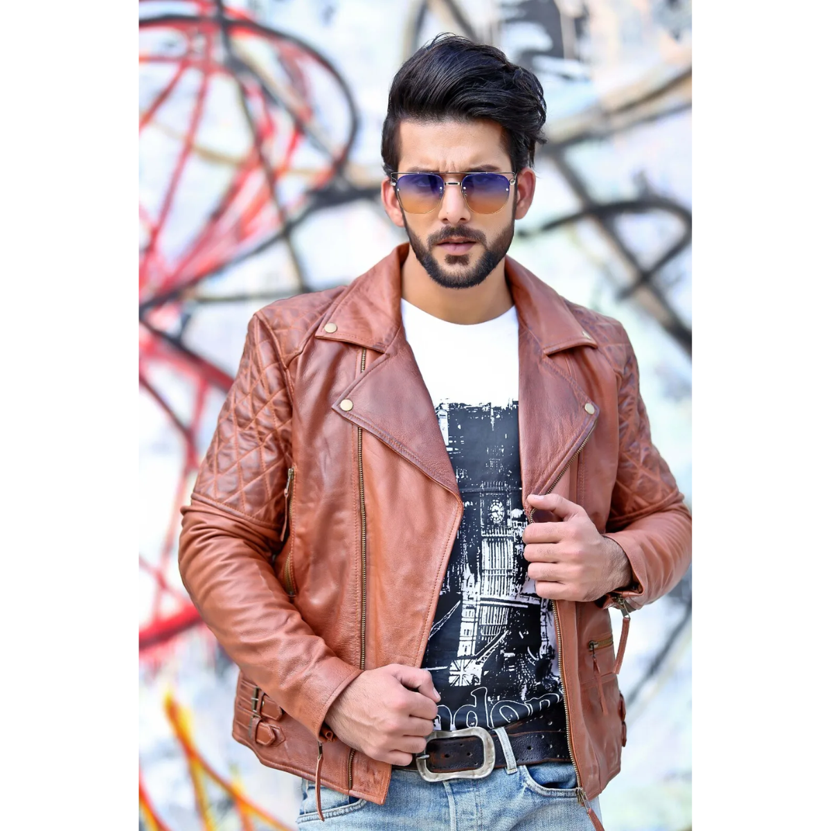 Men’s Biker Motorcycle Vintage Distressed Brown Winter Cowhide Jacket