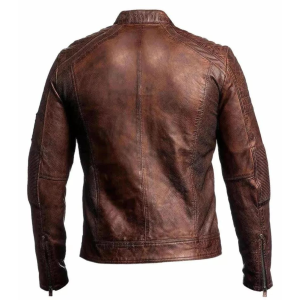 Men's Biker Vintage Antique Brown Cafe Racer Real Cowhide Jacket
