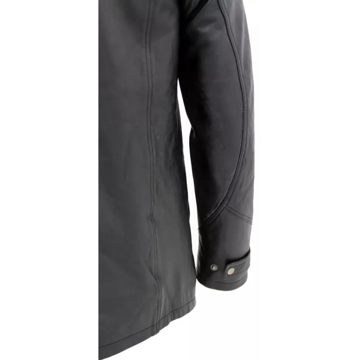 Men’s Classic Warm Black Cowhide Biker Jacket - Image 3