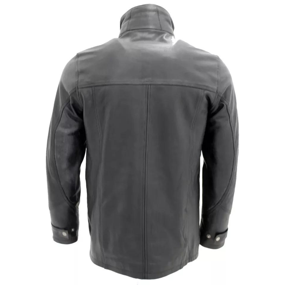 Men’s Classic Warm Black Cowhide Biker Jacket - Image 5