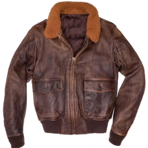 Mens G-1 Navy Cowhide Bomber Fur Collar Distress Brown Real Cowhide Jacket