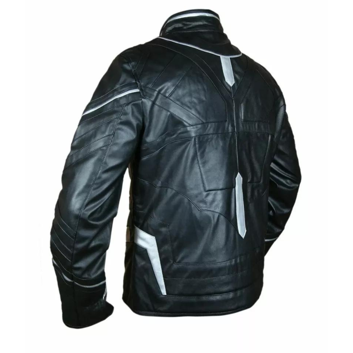 Men's Handmade Black Panther Movie Biker Genuine Cowhide and Faux Cowhide Jacket - Image 2