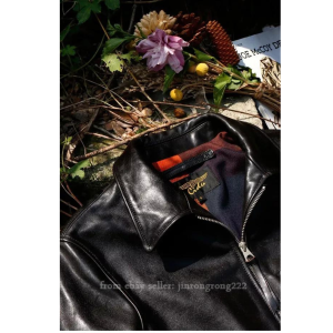 Men's Japanese Retro Cowhide Jacket - Slim Fit