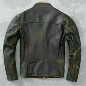 Climax Cowhide Men's Vintage Retro Biker Quilted Style Zip Up Motorcycle Distressed Cafe Racer Cowhide Jacket For Men