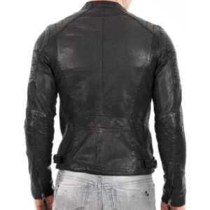 Mens Motorcycle Slim Fit Biker Cowhide Jacket