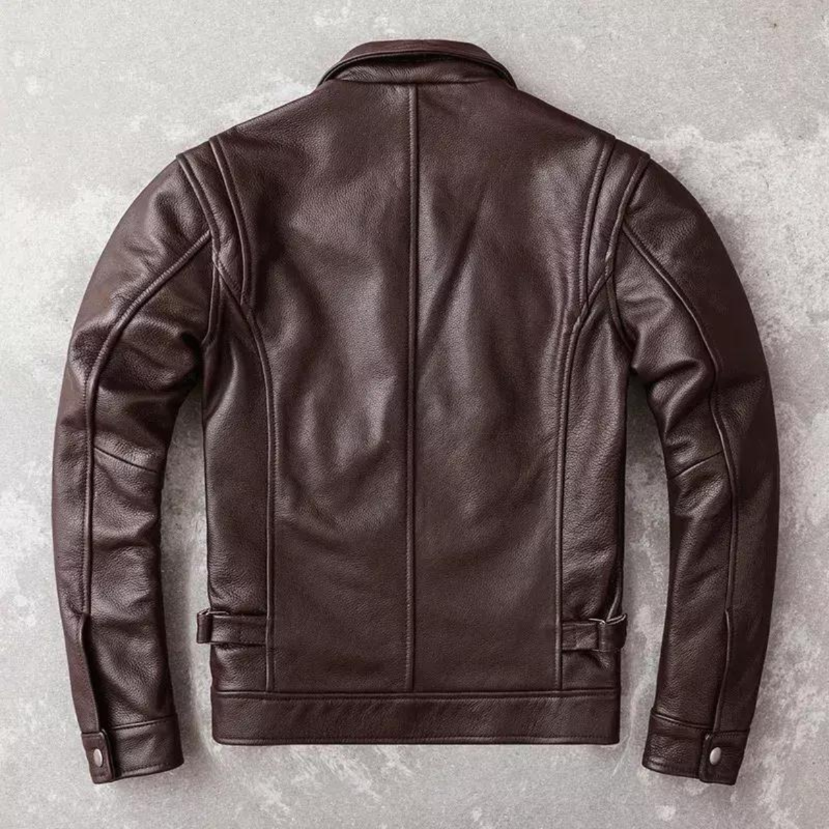 Men’s Motorcycle Vintage Cafe Racer Biker Distressed Brown Real Cowhide Jacket - Image 2