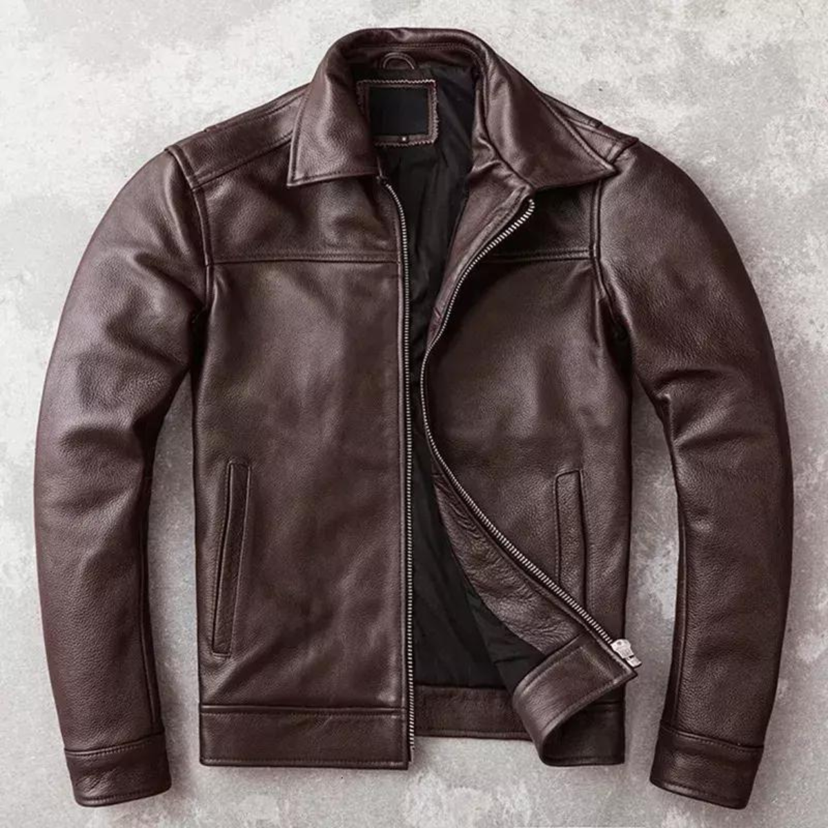 Men’s Motorcycle Vintage Cafe Racer Biker Distressed Brown Real Cowhide Jacket