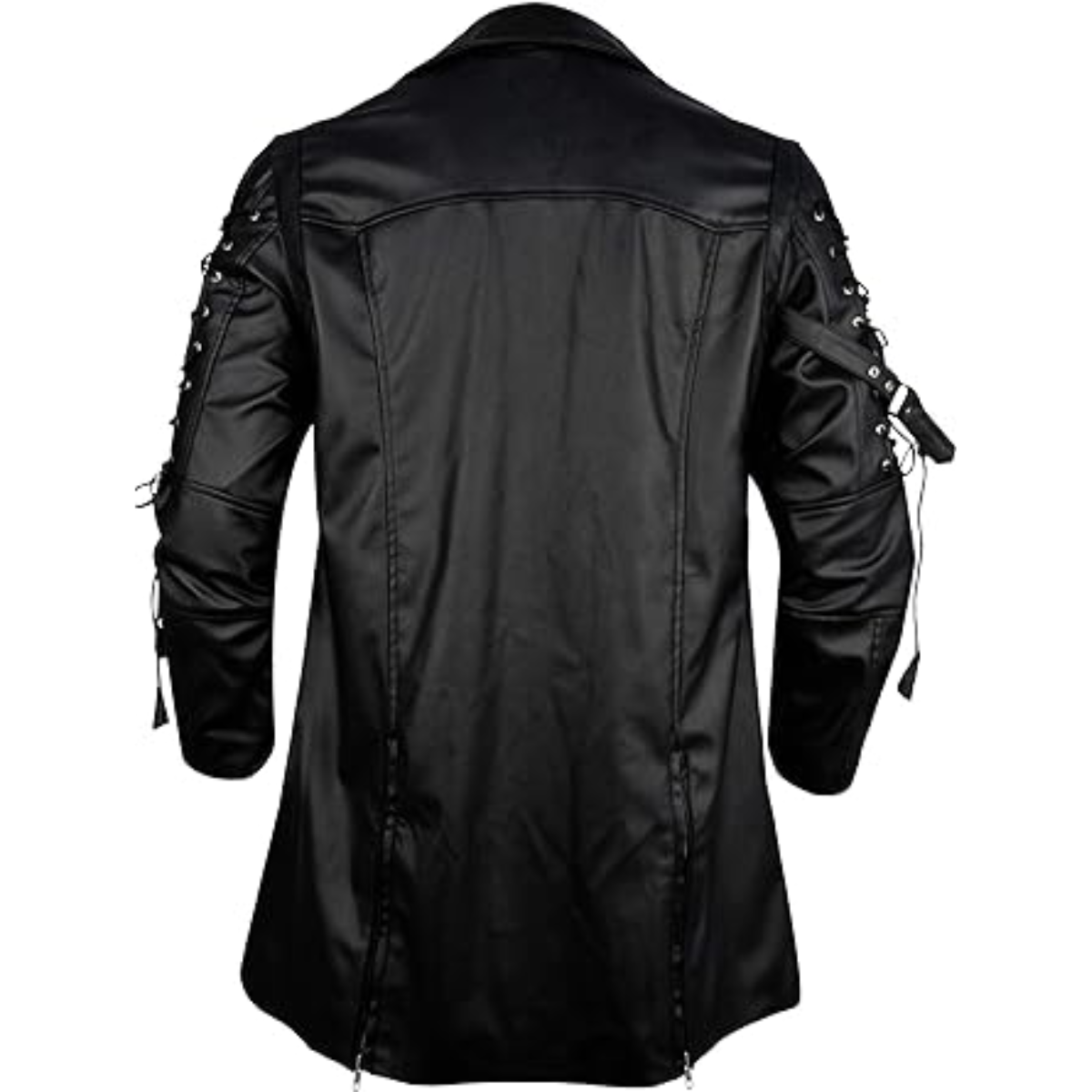 Men’s Real Black Cowhide Coat Goth Matrix Trench Coat Gothic Steampunk Coats - Image 4