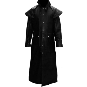 Mens Real Black Cowhide Long Coat Duster Riding Hunting Steampunk Trench Matrix