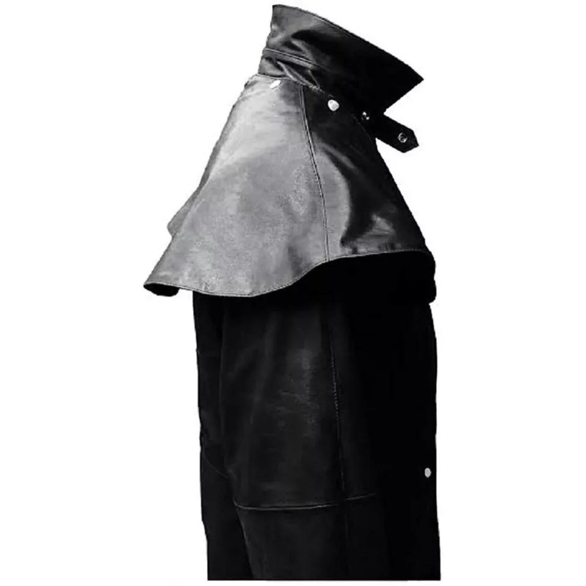 Mens Real Black Cowhide Long Coat Duster Riding Hunting Steampunk Trench Matrix - Image 2