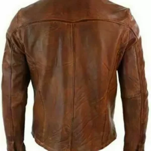 Mens Real Cowhide real Shirt Cuir Gay Lederhemd Leder Brown vintage Shirt Botton up Trucker Jacket