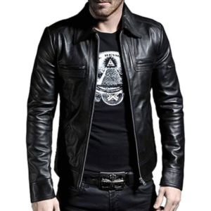 Men’s Slim Fit Cowhide Biker Jacket