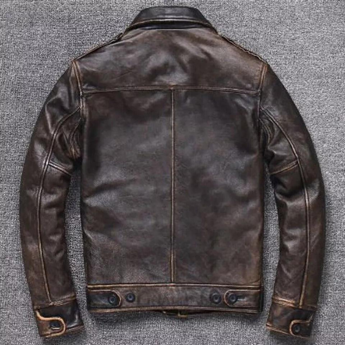 Vintage A2 Bomber AIR Force Style Distressed Brown Real Cowhide Jacket for Mens - Image 2