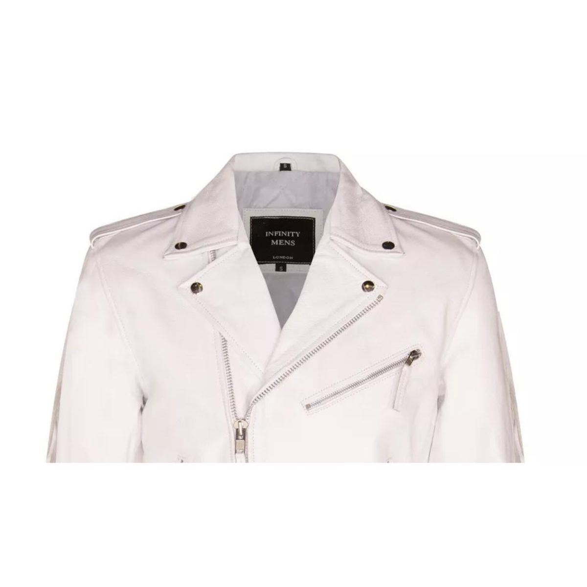 Mens White FRINGE Cowhide Biker Jacket Brando TASSELED Motorcycle Retro Cow Hide - Image 4