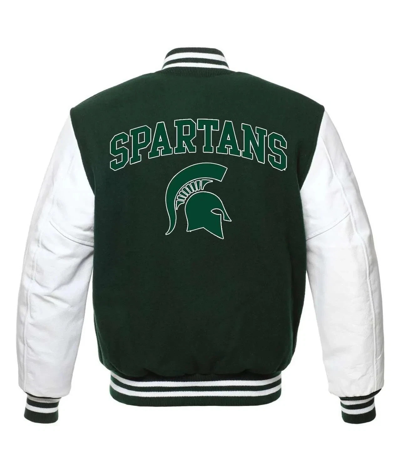Michigan State Spartans University Wool Cowhide Varsity Men's Letterman Jacket - Image 2