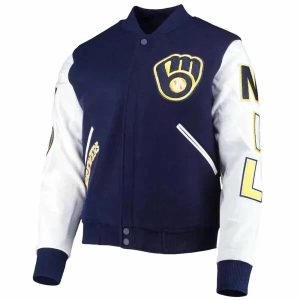 Milwaukee Brewers Wool Genuine Cowhide Sleeves Varsity Letterman Men's Jacket