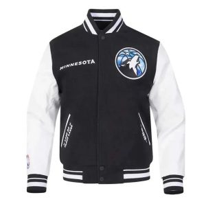 Minnesota Timberwolves Wool Genuine Cowhide Varsity Sleeves Men Letterman Jacket