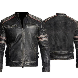Motorbike MC Vintage Retro Cowhide Distressed Black Jacket - Men Biker Jacket