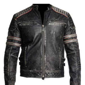 Motorbike MC Vintage Retro Cowhide Distressed Black Jacket - Men Biker Jacket