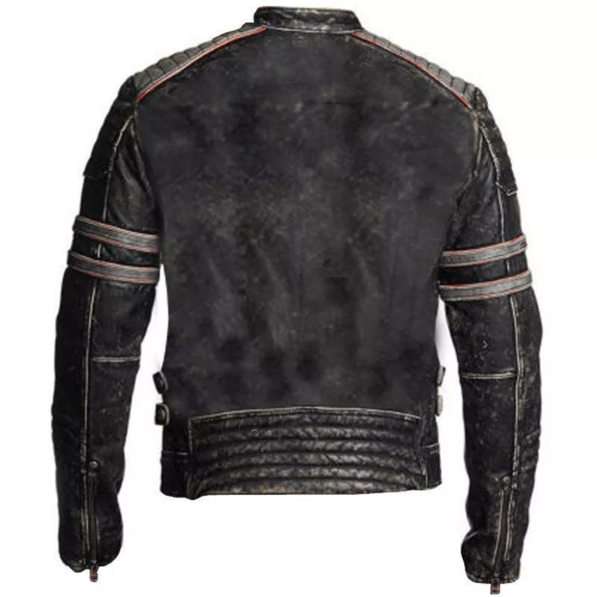 Motorbike MC Vintage Retro Cowhide Distressed Black Jacket - Men Biker Jacket - Image 3