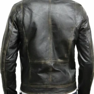 Motorcycle Jacket Real Sheepskin Cowhide Jackets for Men Distressed Retro