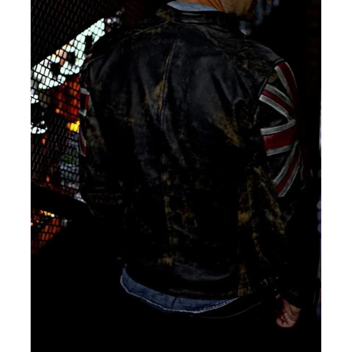 Motorcycle Vintage Racer Union Jack real Cowhide Distressed Jacket for Men - Image 3