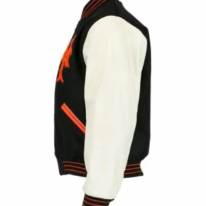 NY New York Giants Black Wool Varsity Genuine Cowhide Sleeves Letterman Jacket