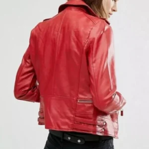RED Stylish Women's Cowhide Jacket Genuine real Handmade Casual Biker Wear
