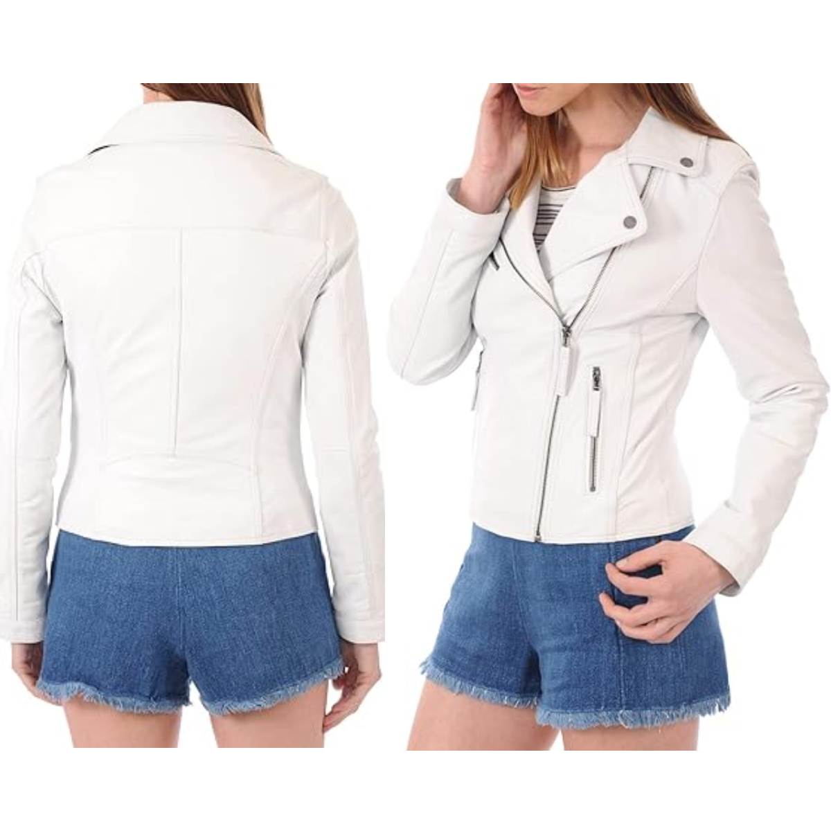 ROYAL Women's Cowhide Jackets Motorcycle Bomber Biker Genuine real Cowhide Jacket For Women's 133 - Image 2