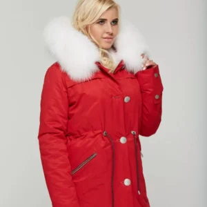 Women's Red parka with white fur